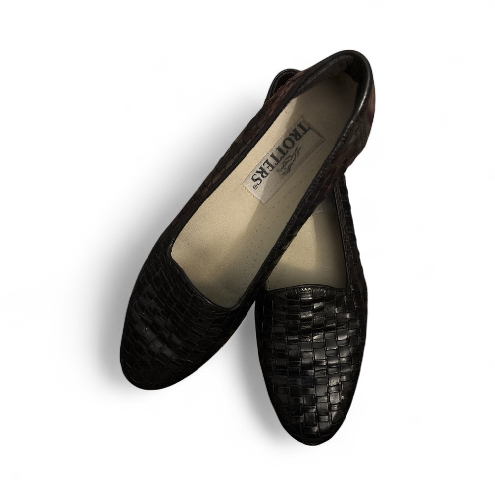Trotters, Black Woven Loafers, Size 8.5N, Upper Leather In Perfect Condition - Picture 3 of 5